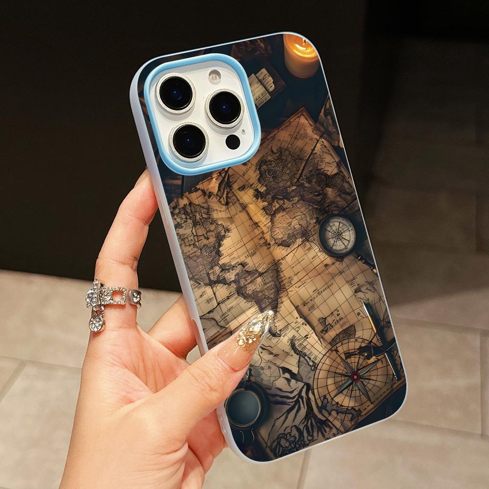 

Compass Sailing Jelly Double layer Light Blue Mobile Phone Case for iPhone 17 16 15 14 13 12 11 Air Pro Max Plus Protective iPhone 14 Plus