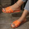Fashion Woven Summer Slippers for Women Brand Design Square Toe Flat Sandals Woman Comfortable Non Slip Beach Slides Flip Flops