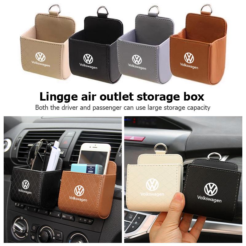 Leather Car Seat Door Storage Box Phone Sunglasses Holder For Volkswagen VW Golf 4 5 6 7 Polo Jetta Sagitar Magotan Passat B5 B6 TGF8