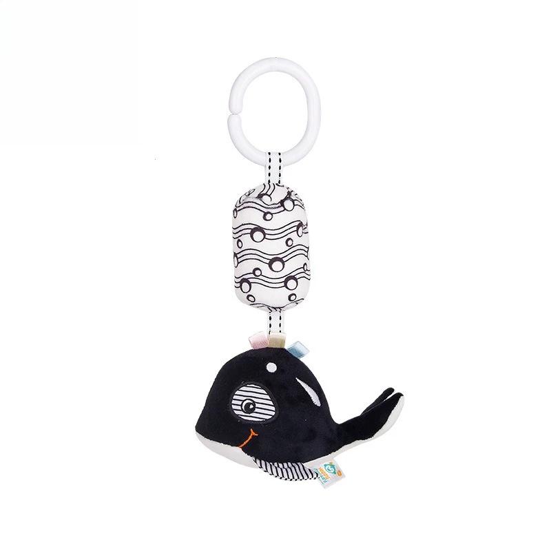 Infant Baby Rattles Newborn Black White Visual Grab Ability Training Toys Stroller Bed Hanging Bell Plush Doll