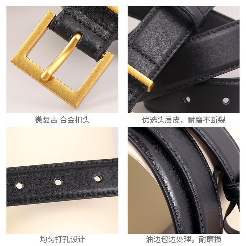 Classic First-Layer Cowhide Women'S Belt, Premium Leather Belt Decoration With Jeans