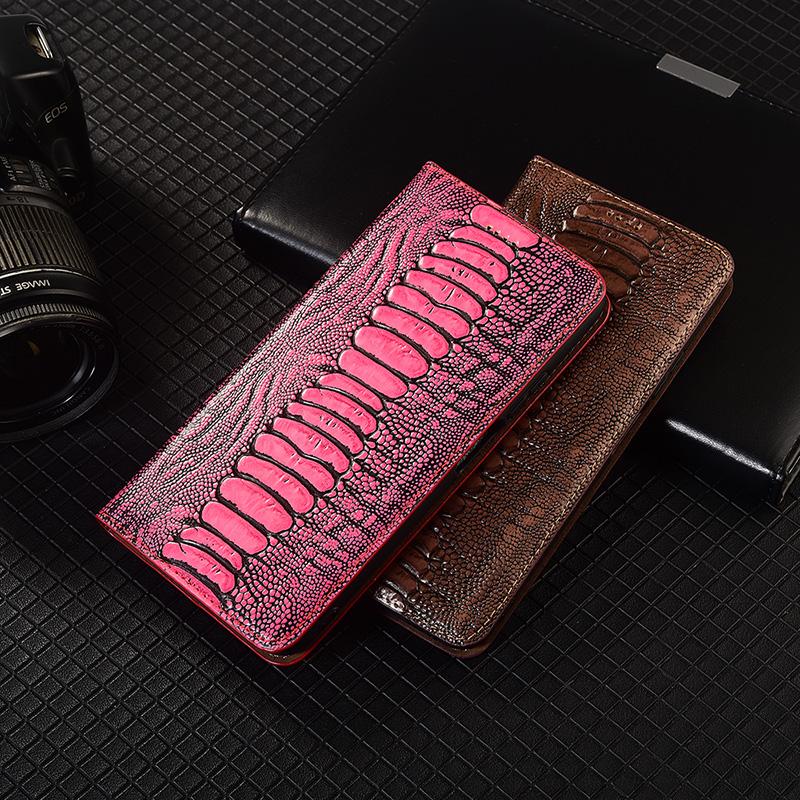 Ostrich Pattern Genuine Leather Flip Case for Samsung Galaxy A12 A22 A32 A42 A52 A72 A13 A23 A33 A53 A73 4G 5G Cover Card Cases