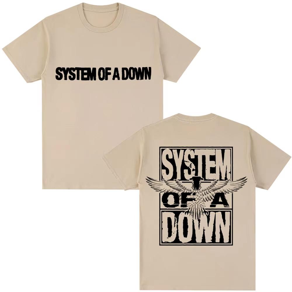 Rock Band System of A Down T Shirts Unisexs Vintage Alternative Metal Music Gothic Classic Tshirt Pure Cotton Fashion T Shirt
