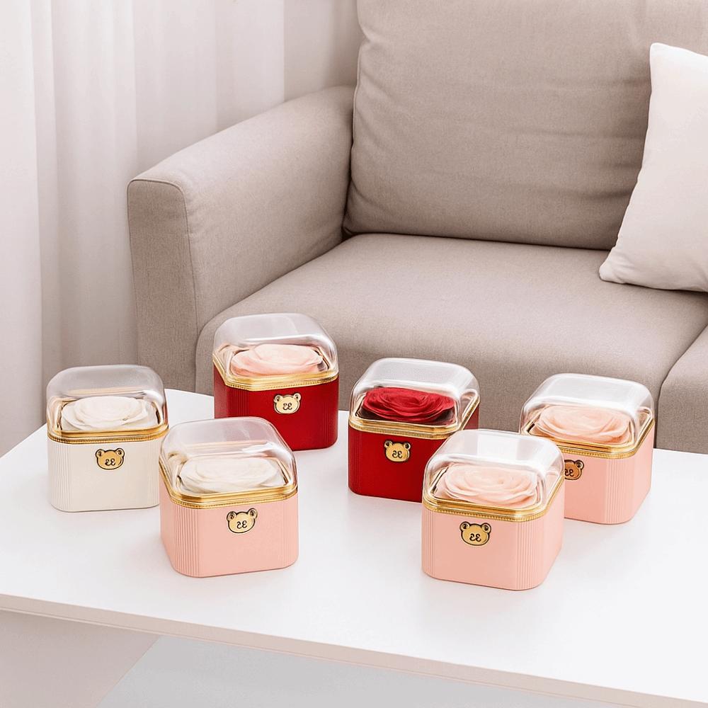 Cute Rotating Rose Box Romantic Surprise Jewelry Storage Box Necklace Storage Case  Mother's Day