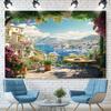 Amalfiküste Balkon Wandteppich, Küstenstadt und Blaues Meer für Wohnzimmer