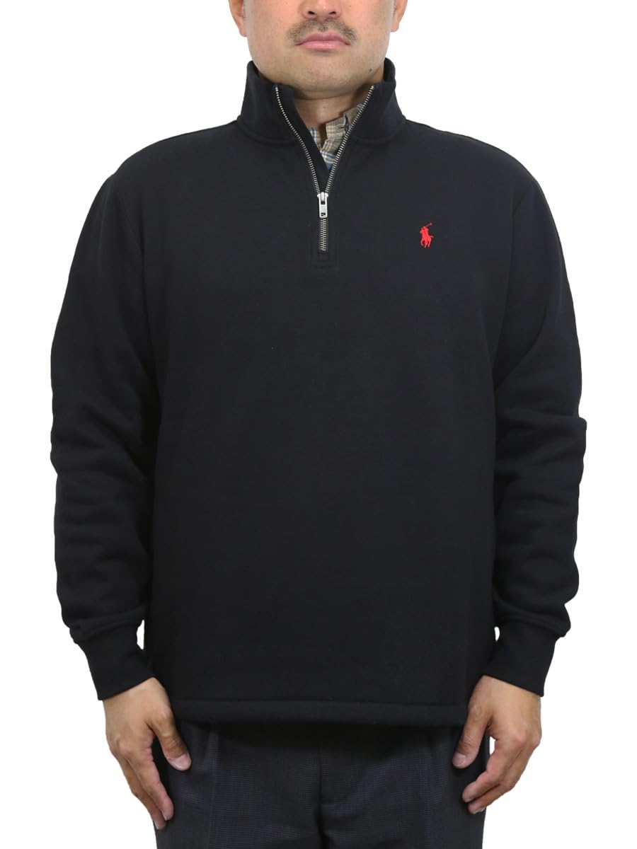 

Polo Ralph Lauren Pullover Sweatshirt with Embroidered Pony Size Black Men s Half-Zip Logo, XXL, (Product Code 01020167) чёрный