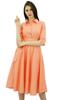 Bimba Women's 3 4 Sleeve Linen Collar Neck Solid Flared Shirt Dress with Side