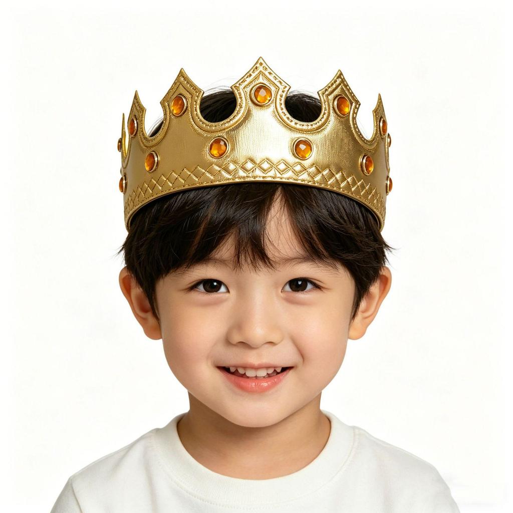 Royal Gold Crown Headdress for Kids' Costume Party