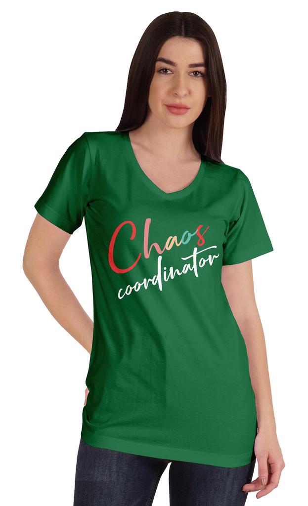 Inkmeso V-Neck Chaos Coordination Tshirt Tops For Mom Graphic Print Women