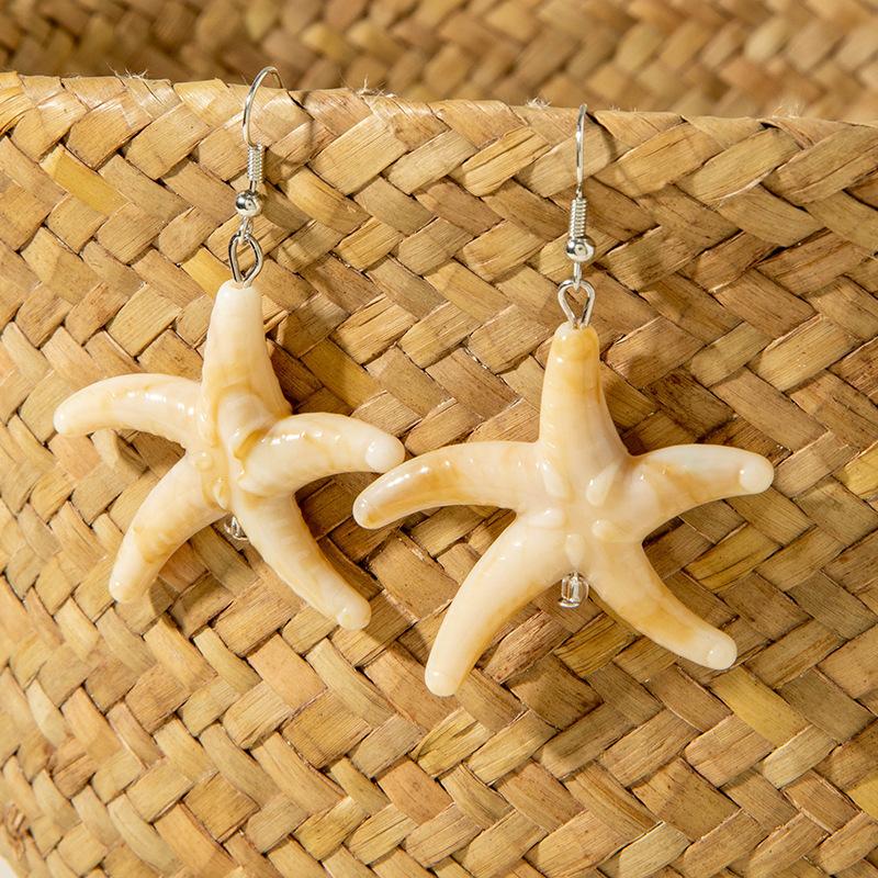 Bohemian Beach Wind Starfish Shell Acrylic Earrings, Summer Ocean Series Earrings Earrings Women