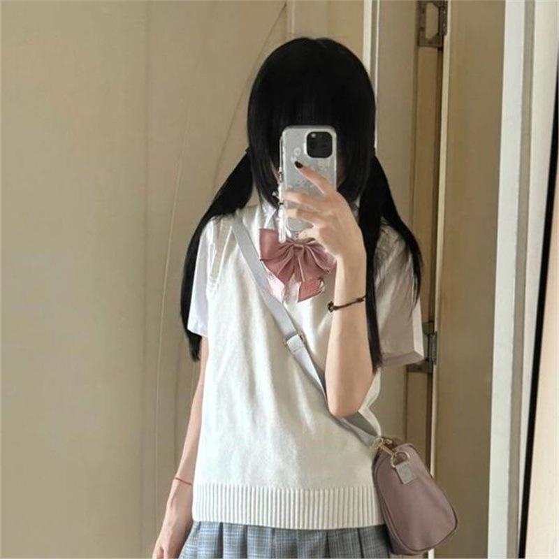 Women’s Grey Knit Vest - Japanese Academy Style School Uniform Top