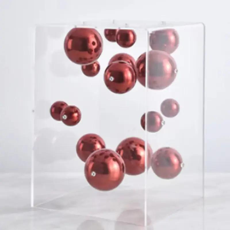 Modern Clear Acrylic Square Boxes Sculptures Creative Square Acrylic Cover Sphere Decor Porch Cabinet Crafts Ornament Home Decor