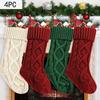 New Knitted Christmas Socking Pendant Rhombic Santa Socks Christmas Gift Bag Candy Bag Fluffy Xmas Hanging Ornaments