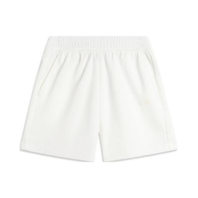 Li Ning Série Tendência Esportiva Cor Sólida Sensação de Gelo Shorts Casuais Retos Mulher shorts Off-White AKSU328-1