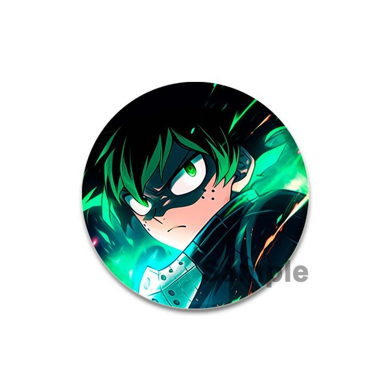 32/44/58mm Anime Figure Izuku Midoriya Round Brooch Clothing Lapel Pin Souvenir Soft Button Pins My Hero Academia Badge