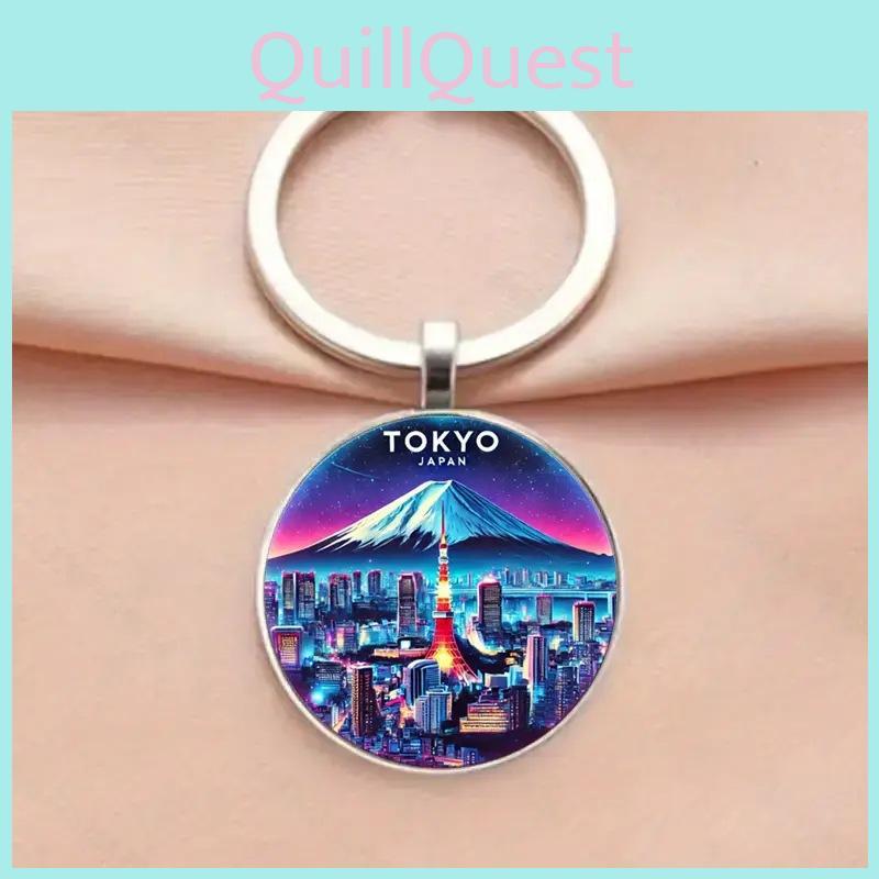 Tokyo Fuji Mountain Keyring With Silver Zinc Alloy For Gift Giving