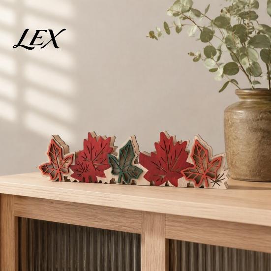 Cozy Autumn Atmosphere Lights Fall Thanksgiving LED Tabletop Decor, Maple Leaf Harvest Themed Lighted Wooden Holiday Window Sill Ornaments Centerpiece