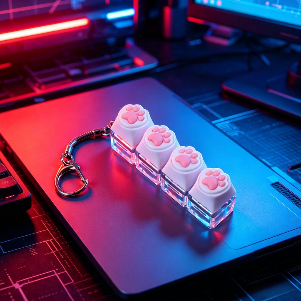 NEUER LED-Tastatur-Schlüsselanhänger Fidget Spielzeug Kristall Clicker Sensorisches Spielzeug zur Stressbewältigung Tastatur-Schlüsselanhänger Fidget Spielzeug für Erwachsene Kinder