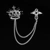 Men Suit Coat Brooch Rhinestone Crown Brooch Tassel Lapel Pin Badge Formal Occasion Business Corsage Clothes Jewelry