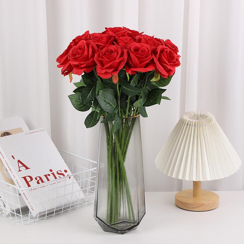 Sınır Ötesi Yünlü Kumaş Ev ve Düğün Dekoru için Yapay Gül