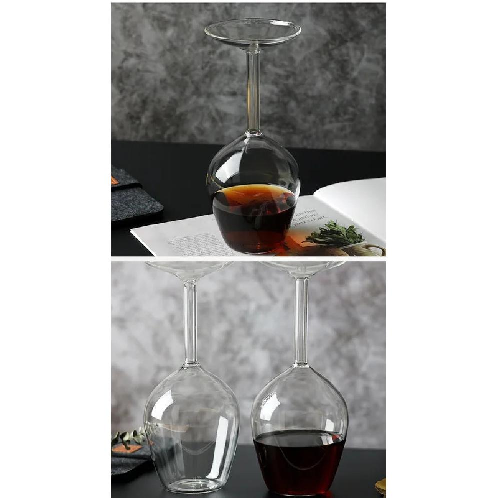 Creative Upside Down Wine Glass 400ML Long Stem Red Wine Cup with Fun Inverted Design Unique Christmas Gift for Wine Lovers