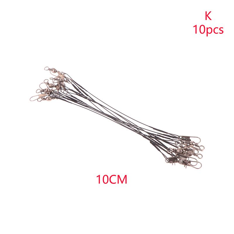 10Pcs 10/15/20/25/30Cm Anti-Bite Steel Wire Leash Lure Fishhook Line Trace Wire Leader With Swivel Fishing Lure Accessories