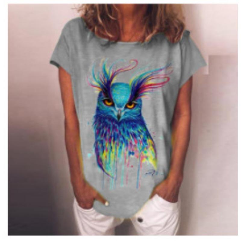 Summer Round Neck 3D Animal Print Top Fashionable Casual Short Sleeved Women's T-shirts