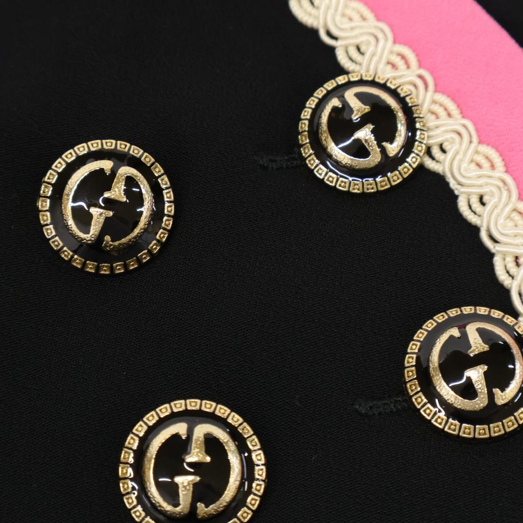 GUCCI [Domestic Regular] 577114 Design Piping GG Button Sleeveless dress 36 Black x pinkUsed