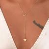 Retro Hollow Heart Pendant Necklace - Simple Y-Shaped Clavicle Chain