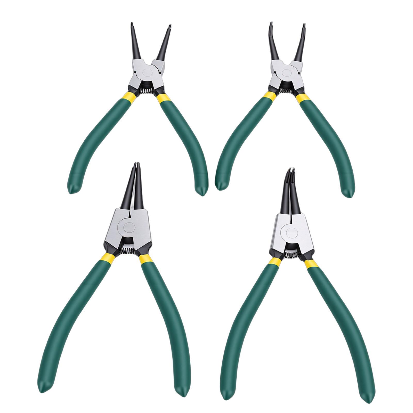 

Набор из 4 шт. 7-дюймовых клещей для стопорных колец (внутренних и наружных) с прямыми и изогнутыми губками для снятия и установки автомобильных