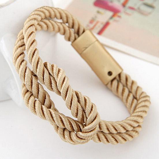 Women's Men's Braided Rope Chain Bracelet With Magnetic Clasp Bow Charm Bangle