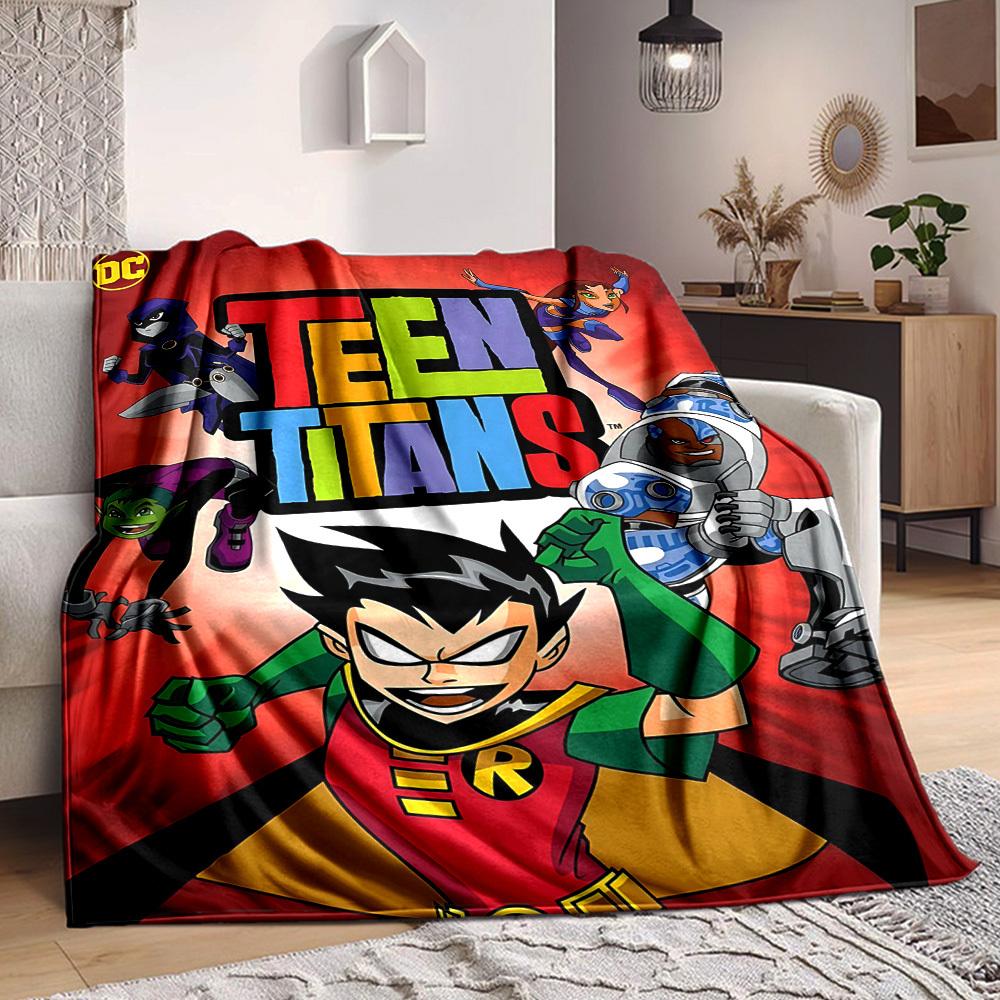 1 peça Cobertor de Flanela Teen Titans - Leve Macio Quente para Todas as Estações para Sofá, Cama, Viagem, Acampamento L1029096