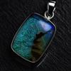 Natural Opal Pendant 29.4 ct Multicolor Cushion 925 Sterling Silver October Birthday Birthstone