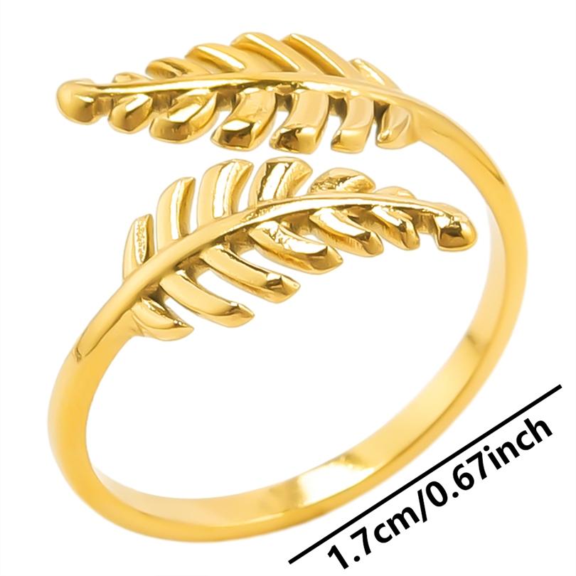 Bague 18k Gold Plated Open Adjustable Stainless Steel Rings For Women Men Accessories Cross Shell Plant Leaf Ring Finger Jewelry