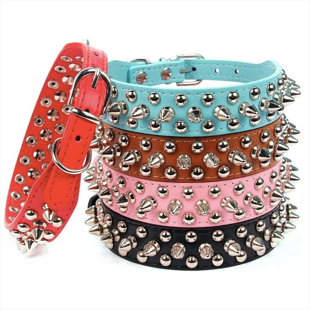 Colorful Anti-bite PU Leather Pet Accessories Durable Cat Choker Dog Collar Dog Chains Pet Necklace