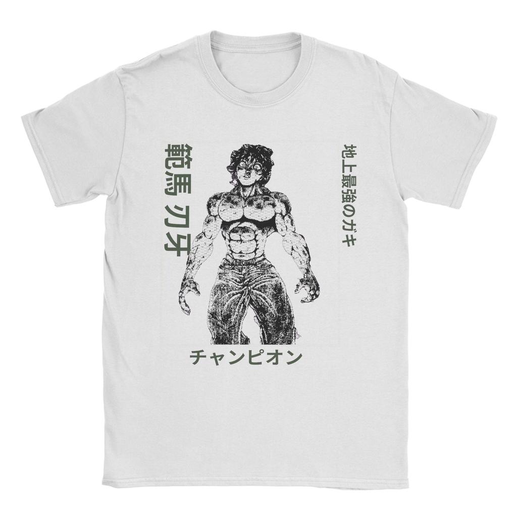 Baki Hanma Japanese Typography T Shirts Mens  Pure Cotton TShirts Round Neck  Tee Shirt Short Sleeve Clothing New Arrival