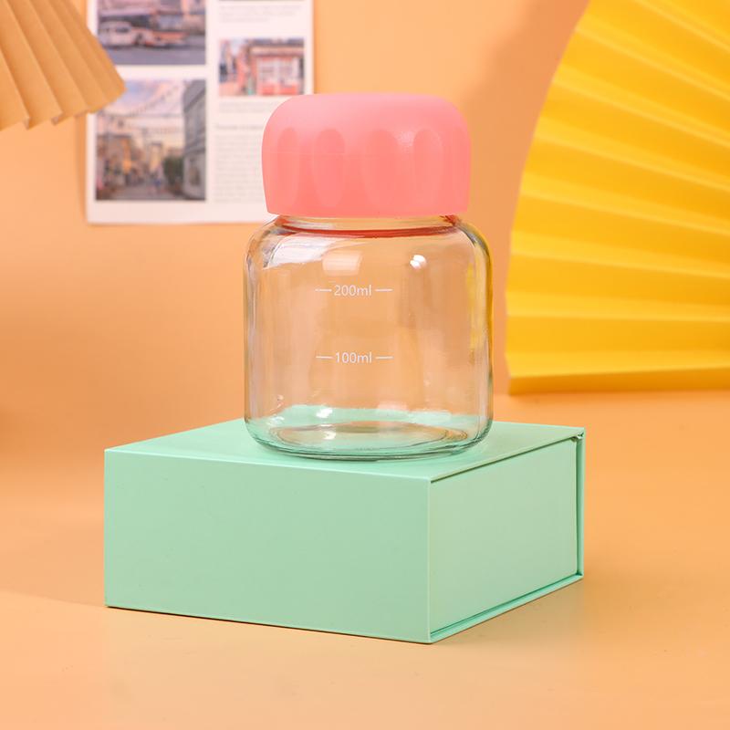 Mini sticla de apa din sticla 300 ml Mini cafea suc de lapte cesti de ceai cu cantar portabil pentru copii de baut reutilizabil
