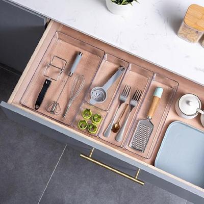 Klarer Schubladen-Organizer-Schalen-Set für Schminktisch-Schubladen, Kommoden-Schubladen-Aufbewahrungsbox für Make-up, Kosmetik, Küchenutensilien
