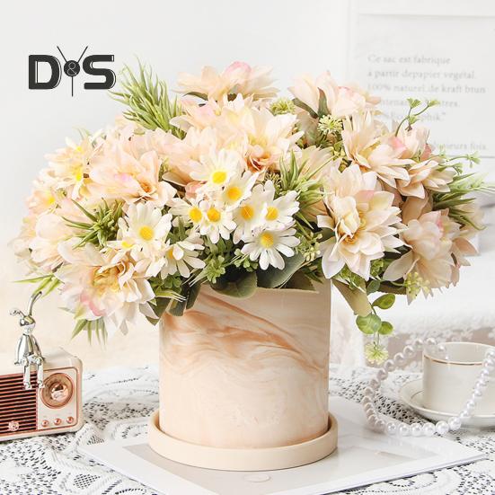 Simulated Flower Bouquet 5 Forks Flower Leaves Artificial Bouquet Realistic Silk Flowers Indoor Outdoor Decoration