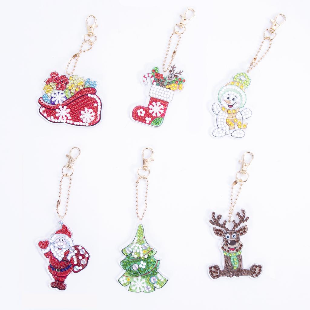 Special-Shaped Brick Diamond Painting Keychain Diy Christmas Series Cartoon Decorative Small Pendant