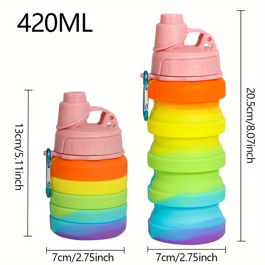 

Силиконовая складная бутылка для воды 420/500 мл для спорта, герметичная бутылка для воды с карабином, складная бутылка для воды для велоспорта