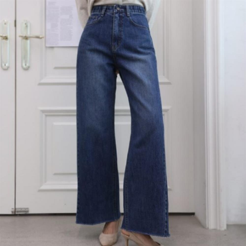 New Arrivals Open Run Women Blue Bootcut Cotton Denim Pants