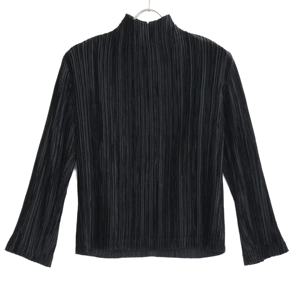 ISSEY MIYAKE Black IM32FJ926 Pleated Long Sleeve Top Polyester tops 2 blackUsed