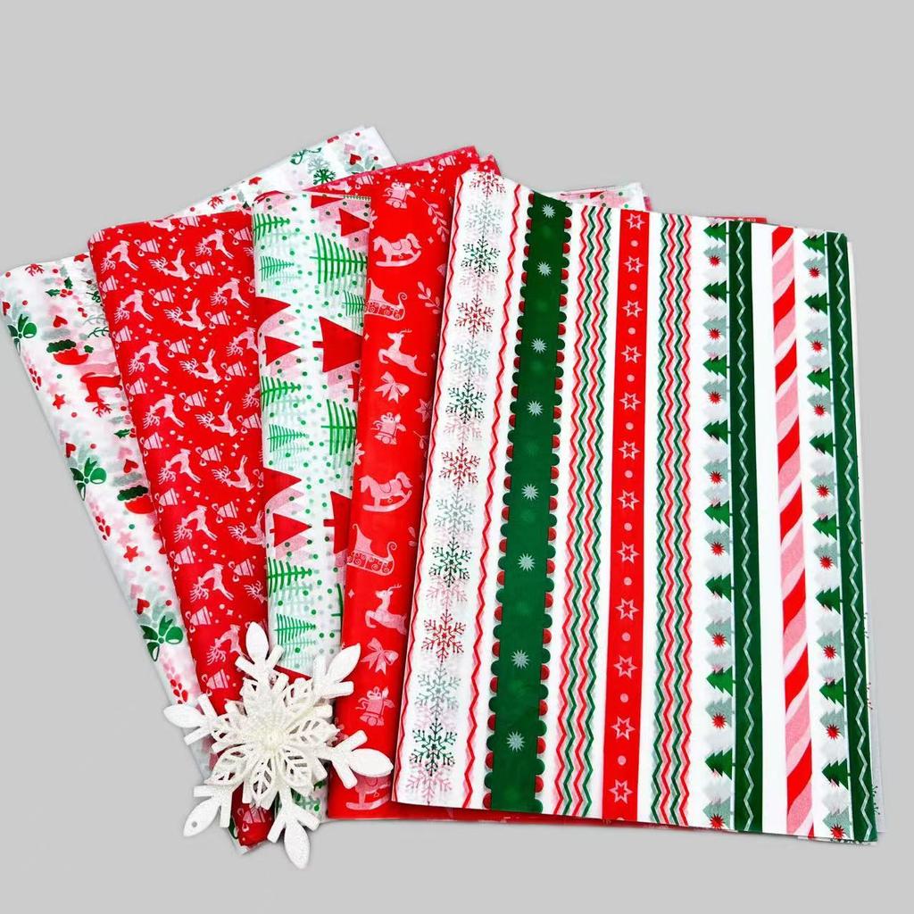 20 Sheets/Pack Christmas Tissue Paper Santa Claus Berry Elk Christmas Tree Pattern Gift Wrapping Paper Bouquet Flower Wrap Paper