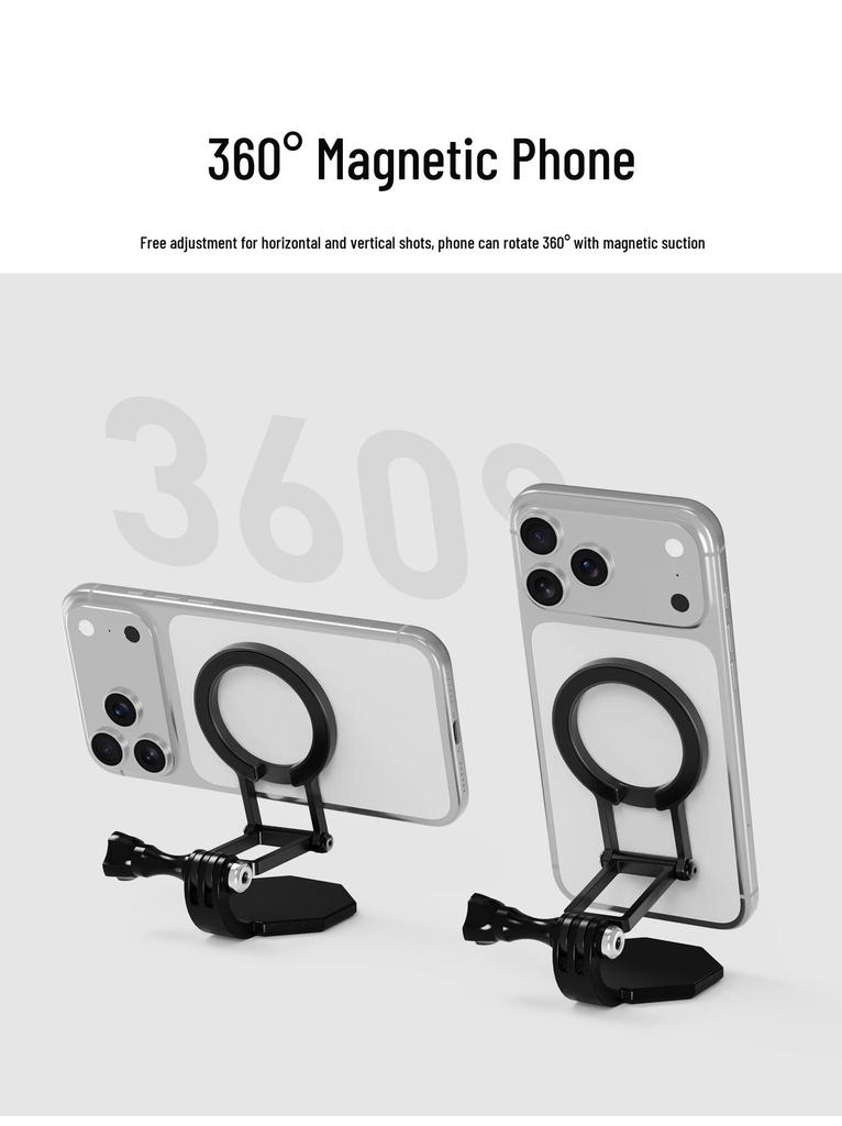 MagSafe-Compatible Magnetic Neck Phone Holder for iPhone 17: Selfie Clip with 360° View and Horizontal/Vertical Switching.