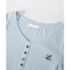 Milk Blue T-shirt Women's Bow Embroidered Bottoming Shirt Early Spring Card Waist Pinch Pleated Long Sleeve Inside Chic Top