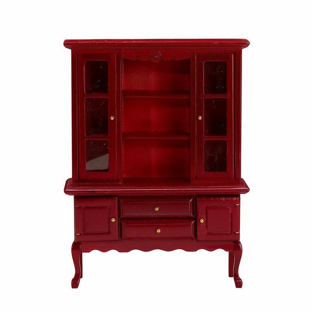 1:12 Scale Dollhouse Sideboard Cabinet Wooden Miniature EuropeanStyle with Glass Doors