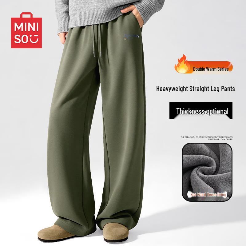 MINISO Men s Fleece-Lined Straight Leg Sweatpants XL