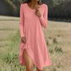 Long  Sleeve Dress For Women Casual Loose Fit Solid Dress With Pockets