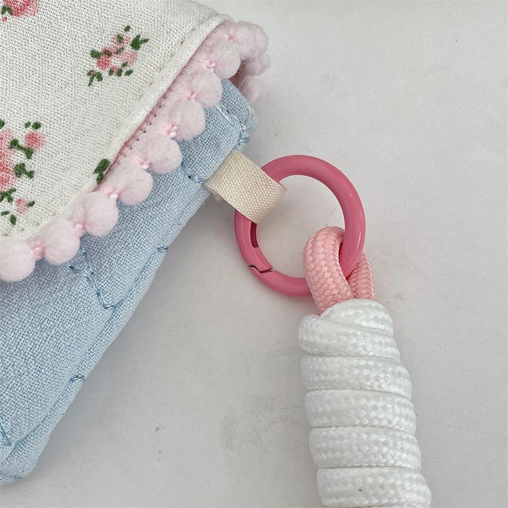 Fresh Small Floral CCD Camera Storage Bag Anti-Fall Portable Compact Headphones Lipstick Cosmetics Storage Bag